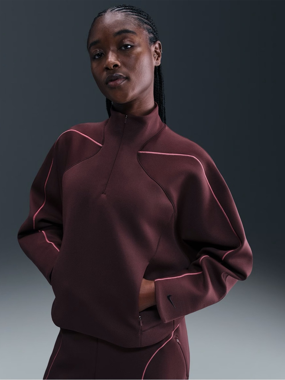 Nike Women's Maroon Quarter-Zip with Pink Accents